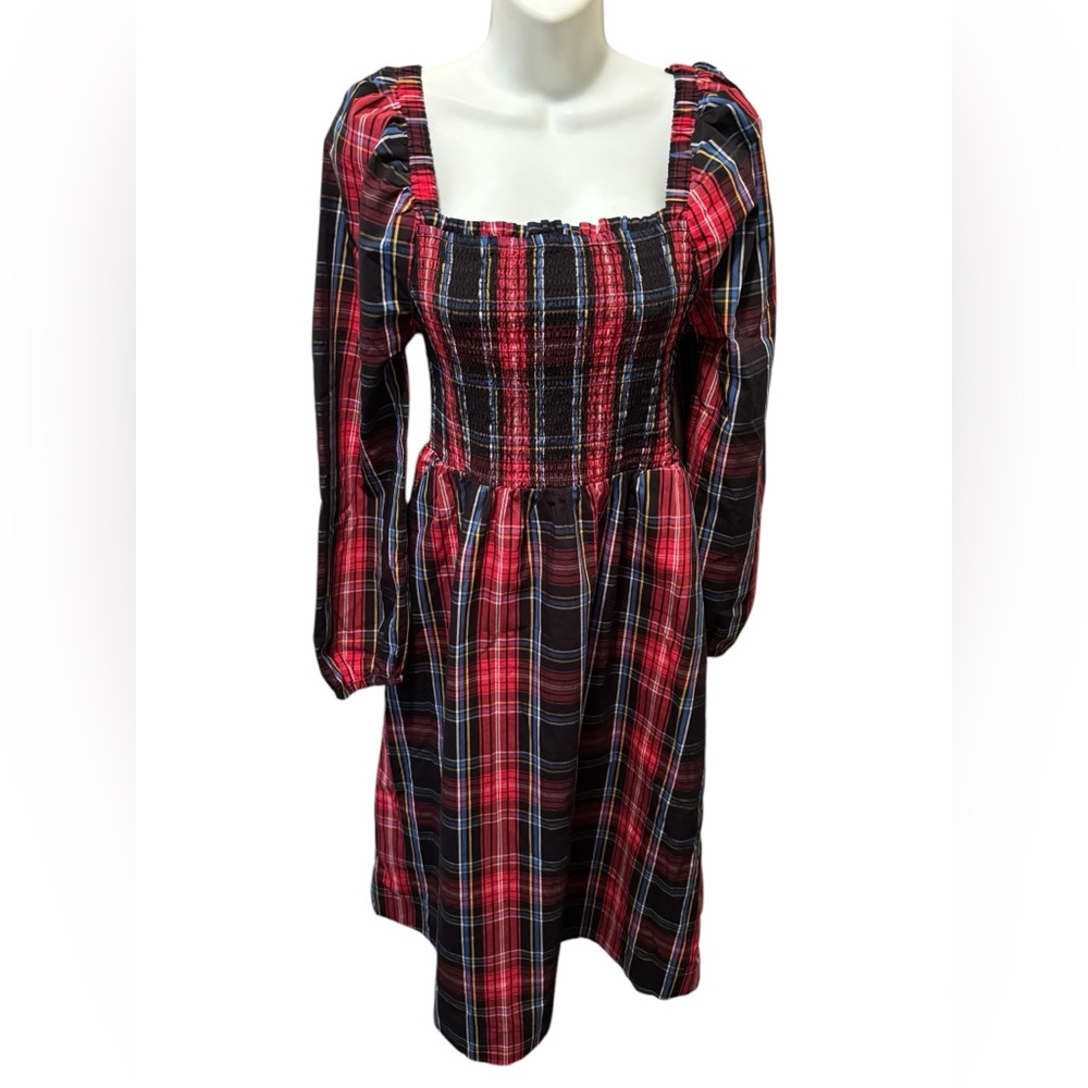 Draper James Red and Black Plaid Midi Dress